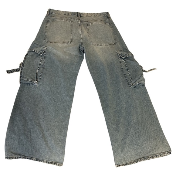 Blue Flare Wide Leg Jeans with Vintage Look - Picture 4 of 5